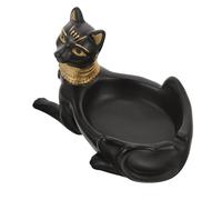 GAROZATION Plaque à Bijoux en Résine Statue de Chat Élégant, Assiette à Bague Multifonctionnelle pour Rangement et Décoration Intérieure