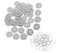 GAROZATION Plaques Numérotées Hexagonales Porte-clés Modernes et Polyvalents Résistantes Corrosion en Acier Inoxydable Argenté 50 pour Extérieurs et Expositions