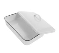 GAROZATION Plat de Rectangulaire Facile à Nettoyer en Émail Blanc 24x16 Cm Résistant la Chaleur Couvercle et Fêtes W nd pour Desserts