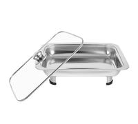 GAROZATION Plateau Inox la Cuisine Rectangulaire avec Couvercle en Acier Inoxydable, Facile à Nettoyer et Anti-saleté, pour Buffet de Cantine ou Fête