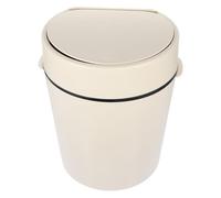 GAROZATION Poubelle avec Couvercle Plastique Beige 10 L Poubelle Étroite pour Salle de Bain et Chambre Cuisine Compacte et Multifonctionnelle pour Bureau et Salon