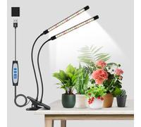 Garpsen Lampe de Culture pour Plantes d'Intérieur, 2 Têtes de Lampe de Culture LED à Spectre Complet, Lampe de Culture à 40 LED avec minuterie automatique (6/12/16H), 5 Niveaux de Gradation