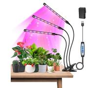 Garpsen Plant Light, 3 têtes rouge - bleu chaud blanc plein spectre intérieur Plant Grow Light, 60 LED LED Seed Start Grow light avec auto on/off 6/12 / 16h minuterie, 5 niveaux de gradation