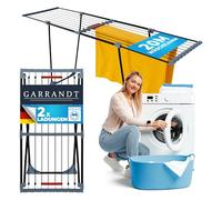 Garrandt Séchoir à linge extensible XXL, surface de séchage 20 m, stable, peu encombrant, avec pinces, support pour linge domestique, noir (Phoenix noir)