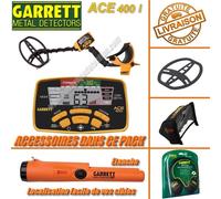 Garrett - Detecteur De Metaux Ace 400 i avec 3 Accessoires Inclus (casque audio, protège disque, protège pluie boîtier)+ Propointer At Etanche