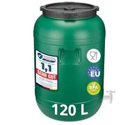 Garronda 120L Fût Plastique Alimentaire avec Robinet - Récupérateur d'Eau Sans BPA pour Eau, Fermentation, Croquettes, Choucroute GD-0142