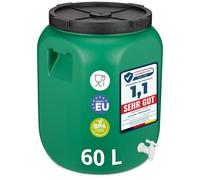 Garronda 60L Fût Plastique Alimentaire avec Robinet - Récupérateur d'Eau Sans BPA pour Eau, Fermentation, Croquettes, Choucroute GD-0142