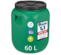 Garronda 60L Fût Plastique Alimentaire Sans BPA - Récupérateur d'Eau Bidon Alimentaire avec Couvercle pour Eau, Choucroute, Croquettes, Fermentation GD-0142