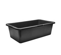 Garronda Bac à mortier rectangulaire en plastique recyclé Noir 40 L Lot de 2, fond renforcé, échelle graduée, bac plastique rectangulaire empilable pour chantier, auge de maçon GD-0169