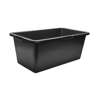 Garronda Bac à mortier rectangulaire en plastique recyclé Noir 60 L Lot de 5, fond renforcé, échelle graduée, bac plastique rectangulaire empilable pour chantier, auge de maçon GD-0169