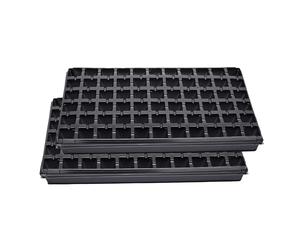 Garronda Bac à Semis, Plateau de Semis 66 Cellules, Mini Serre Interieur pour Germination et Culture, Plaque de semis idéal pour Potager, Bac de Germination avec Drainage Lot de 2 (53x32 cm, Noir)