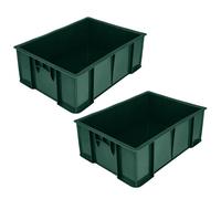 Garronda Boîte de rangement alimentaire 49x36x17 cm caisse plastique empilable HDPE étanche bac de transport professionnel pour stockage viande fruits légumes GD-0191 (Vert) Lot de 2