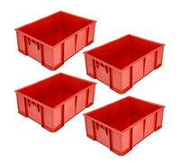 Garronda Boîte de rangement alimentaire 49x36x17 cm caisse plastique empilable HDPE étanche bac de transport professionnel pour stockage viande fruits légumes GD-0191 (Rouge) Lot de 4