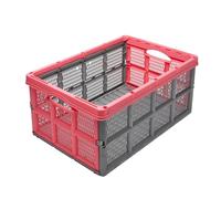 Garronda Caisse de Rangement Plastique Pliable 32L Gris/Rose GD-0188 | Boite Rangement en HDPE, Empilable, avec Poignées, Grand Bac pour Transport Stockage Récolte Vêtements Maison Voiture Jardin