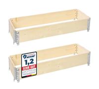 Garronda Carré Potager modulable en Bois Naturel 120x40x20 cm - Jardinière extérieure en palettes, empilable et Pliable, pour Jardin, Plantes, Fleurs, Herbes, Fruits et légumes GD-0141, 2 pièces