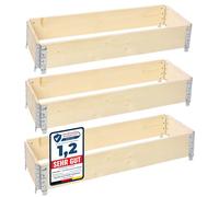 Garronda Carré Potager modulable en Bois Naturel 120x40x20 cm - Jardinière extérieure en palettes, empilable et Pliable, pour Jardin, Plantes, Fleurs, Herbes, Fruits et légumes GD-0141, 3 pièces