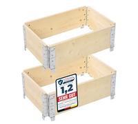 Garronda Carré Potager modulable en Bois Naturel 60x40x20 cm - Jardinière extérieure en palettes, empilable et Pliable, pour Jardin, Plantes, Fleurs, Herbes, Fruits et légumes GD-0141, 2 pièces
