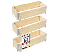 Garronda Carré Potager modulable en Bois Naturel 80x30x20 cm - Jardinière extérieure en palettes, empilable et Pliable, pour Jardin, Plantes, Fleurs, Herbes, Fruits et légumes GD-0141, 3 pièces