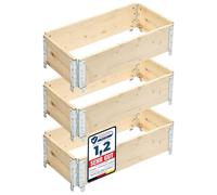 Garronda Carré Potager modulable en Bois Naturel 80x40x20 cm - Jardinière extérieure en palettes, empilable et Pliable, pour Jardin, Plantes, Fleurs, Herbes, Fruits et légumes GD-0141, 3 pièces