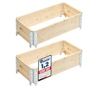 Garronda Carré Potager modulable en Bois Naturel 80x40x20 cm - Jardinière extérieure en palettes, empilable et Pliable, pour Jardin, Plantes, Fleurs, Herbes, Fruits et légumes GD-0141, 2 pièces