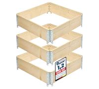 Garronda Carré Potager modulable en Bois Naturel 80x80x20 cm - Jardinière extérieure en palettes, empilable et Pliable, pour Jardin, Plantes, Fleurs, Herbes, Fruits et légumes GD-0141, 3 pièces
