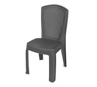Garronda Chaise de Jardin Extérieur Empilable Plastique Anthracite GD-0271 | Dossier Haut, Style Rotin, sans Accoudoirs, Résistante UV et Intempéries, Mobilier de Balcon, Terrasse, Camping, Restaurant