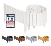 Garronda Clôture de Jardin en Bois, Bordure d'Extérieur, Barrières de Bois, Palissade, Bordurette Rollborder - Longueur: 200 cm, GD-0046 (Blanc, Hauteur: 20 cm)