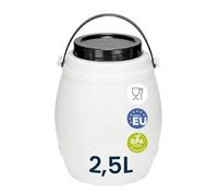 Garronda contenitore in plastica da 2,5 litri Con coperchio, tanica Acqua, Piccolo bidone per Acqua, scatola Con coperchio Perfetto per il trasporto sicuro GD-0086 Bianco