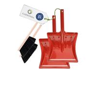 Garronda Ensemble pelle et balayette Noir + Rouge - pelle métal manche métal brosse poils PET - Lot de 2 - GD-0172