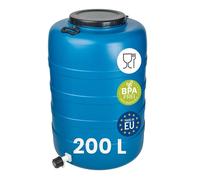 Garronda Fût Alimentaire 200 L avec Robinet en Plastique HDPE, Tonneau de Stockage et Fermentation Bleu GD-0186