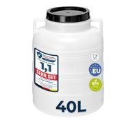 Garronda Fût Alimentaire 40L Sans BPA avec Couvercle Vissé - Bidon Eau et Fermentation GD-0078 (Blanc)