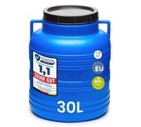 Garronda Fût Alimentaire de 30 litres Bleu en Plastique HDPE avec recuperateur d' eau de pluie Jardin GD-0078