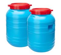 Garronda Fût en Plastique de 30 L Fût Alimentaire en Plastique HDPE Récipient pour Jardin GD-0055 Lot de 2 (Bleu, 30 litres)