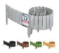Garronda GD-0046 Bordure Jardin Exterieur 200 cm Cloture Jardin Exterieur en Bois traité palissade Souple pour Massif Potager allée pelouse Parterre GD-0046 (Gris, Hauteur: 20 cm)