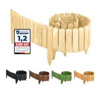 Garronda GD-0046 Bordure Jardin Exterieur 200 cm Cloture Jardin Exterieur en Bois traité palissade Souple pour Massif Potager allée pelouse Parterre GD-0046 (Naturel, Hauteur: 10 cm)