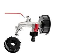 Garronda Kit Double Robinet IBC S60x6 1/2" avec 2 Sorties 3/4" et 2 Embouts pour Raccord Rapide Répartiteur d’Eau pour Cuve IBC Jardin et Arrosage GD-0214