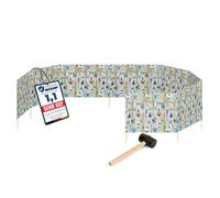 Garronda Paravent Plage 12 m - Kit avec Piquets Bois et Marteau GAEX001 | Brise-Vent de Plage, Paravent Extérieur en Polyester, Pliable, Barrière Coupe-Vent, Pare-Vent pour Mer Camping Jardin Outdoor