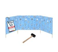 Garronda Paravent Plage 4 m Brise-Vent avec Piquets Bois Marteau GAEX001 | Pare-Vent de Plage, Paravent Extérieur, Polyester, Pliable, Barrière Coupe-Vent, Brise-Vue pour Mer Camping Jardin Outdoor