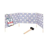 Garronda Paravent Plage 4 m Brise-Vent avec Piquets Bois Marteau GAEX001 | Pare-Vent de Plage, Paravent Extérieur, Polyester, Pliable, Barrière Coupe-Vent, Brise-Vue pour Mer Camping Jardin Outdoor