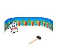 Garronda Paravent Plage 8 m - Kit avec Piquets Bois et Marteau GAEX001 | Brise-Vent de Plage, Paravent Extérieur en Polyester, Pliable, Barrière Coupe-Vent, Pare-Vent pour Mer Camping Jardin Outdoor