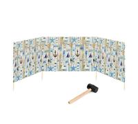 Garronda Paravent Plage Coupe-Vent Camping Brise-Vent avec Marteau en Caoutchouc 4 m GAEX001 (Impression Multiple, 4 m)