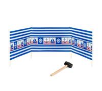 Garronda Paravent Plage Coupe-Vent Camping Brise-Vent avec Marteau en Caoutchouc 4 m GAEX001 (Voilier à Rayures, 4 m)