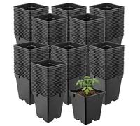Garronda Pot de Fleur Carré en Plastique 11 × H 12 cm (1L) Lot 200 Godets Semis Pots de Pépinière avec Drainage Résistants Intempéries pour Culture Plantes Jardin Serre Intérieur Extérieur GD-0199