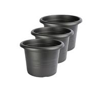 Garronda Pot de Fleurs Plastique Pot Rond pour Fleurs et Plantes GD-0022 (3 Pièces Graphite, ⌀ 34cm H 24cm)