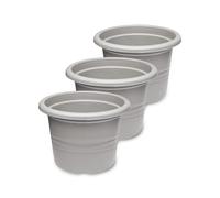 Garronda Pot de Fleurs Plastique Pot Rond pour Fleurs et Plantes GD-0022 (3 Pièces Gris, ⌀ 34cm H 24cm)