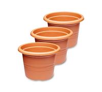 Garronda Pot de Fleurs Plastique Pot Rond pour Fleurs et Plantes GD-0022 (3 Pièces Terracotta, ⌀ 34cm H 24cm)