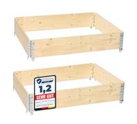 Garronda Potager surélevé en Bois Naturel 120x80x20 cm pour Jardin - Jardinière rectangulaire 2 piècespour Plantes, Fleurs, légumes et Herbes - Bac Potager en Bois GD-0075, Naturel