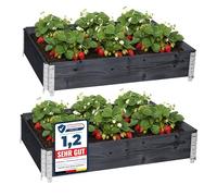 Garronda Potager surélevé en Bois Naturel 120x80x20 cm pour Jardin - Jardinière rectangulaire 2 piècespour Plantes, Fleurs, légumes et Herbes - Bac Potager en Bois GD-0075, Anthracite