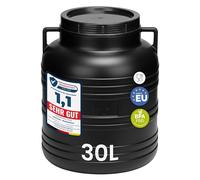 Garronda réservoir d'eau de 30 litres, Baril Alimentaire, fût à Large Ouverture en HDPE et sans BPA, tonneau de Jardin, bac à Aliments pour Animaux, conteneur d'eau, tonneau Universel GD-0078, Noir