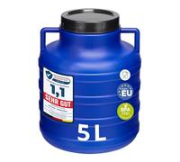 Garronda Réservoir d'eau de 5 litres Baril Alimentaire Bidon Eau GD-0078 | Fût à Large Ouverture, en HDPE, sans BPA, Tonneau de Jardin, Bac à Aliments pour Animaux, Conteneur d'Eau, Universel, Bleu
